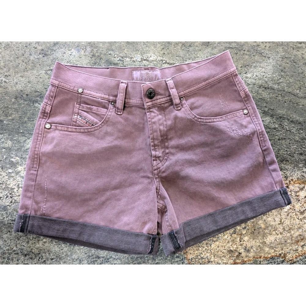 Diesel Women's Shorts Mauve Cuffed Denim Mauve purple 🟣 Size 24  4" Inseam